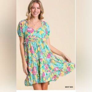 Umgee Vibrant Floral Mini Dress 👗- M